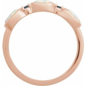 14K Rose Gold Lab-Grown White Opal & Natural London Blue Topaz Stackable Ring