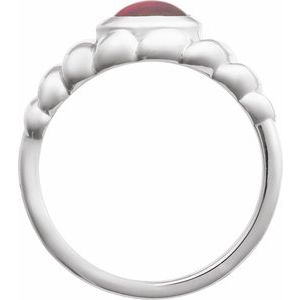 Platinum Natural Rhodolite Garnet Ring
