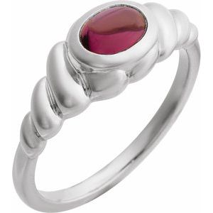 Platinum Natural Rhodolite Garnet Ring