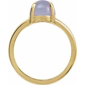 14K Yellow Gold Natural Chalcedony Cabochon Ring
