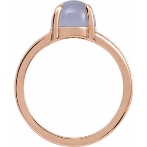 14K Rose Gold Natural Chalcedony Cabochon Ring