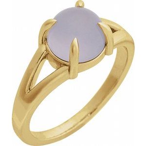 14K Yellow Gold Natural Chalcedony Cabochon Ring