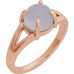 14K Rose Gold Natural Chalcedony Cabochon Ring
