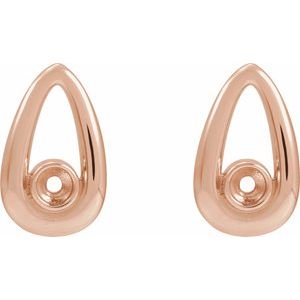 14K Rose Gold 3 mm Round Geometric Earring Mounting – image 2