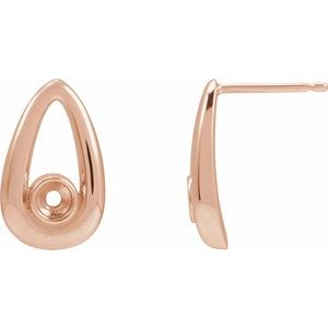 14K Rose Gold 3 mm Round Geometric Earring Mounting
