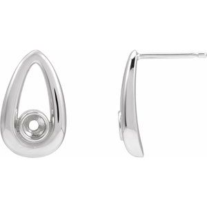 Platinum 3 mm Round Geometric Earring Mounting