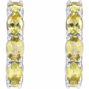Sterling Silver Natural Peridot 18.2 mm Hoop Earrings