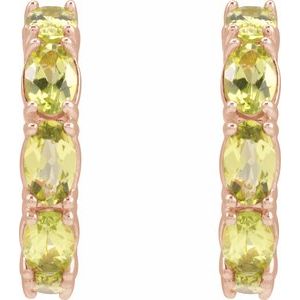 14K Rose Gold Natural Peridot 18.2 mm Hoop Earrings