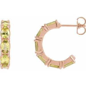 14K Rose Gold Natural Peridot 18.2 mm Hoop Earrings