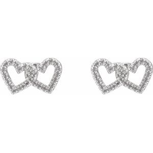 14K White Gold Accented Interlocking Heart Earring Mounting – image 2