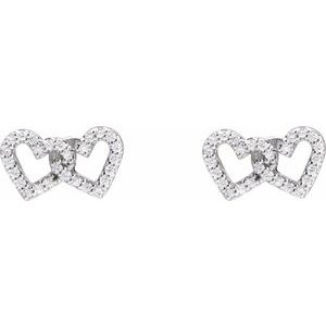 14K White Gold 1/5 CTW Natural Diamond Interlocking Heart Earrings – image 2