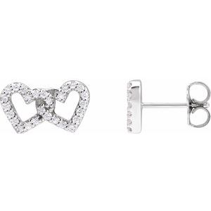 14K White Gold 1/5 CTW Natural Diamond Interlocking Heart Earrings