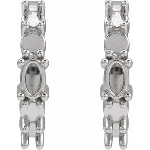 Sterling Silver 5x3 mm Oval Accented 19.6 mm Hoop Earring Mounting – image 2