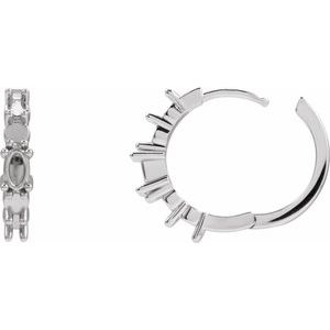 Sterling Silver 5x3 mm Oval Accented 19.6 mm Hoop Earring Mounting – image 3