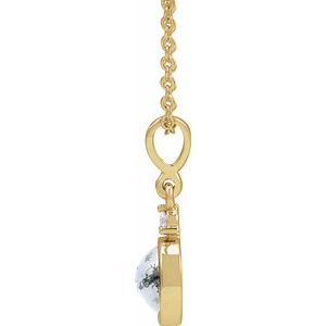 14K Yellow 6 mm Natural Moss Agate & .03 CTW Natural Diamond 16-18" Necklace