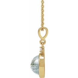 14K Yellow 8 mm Natural Moss Agate & .03 CTW Natural Diamond 16-18" Necklace