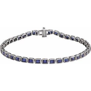 Sterling Silver Lab-Grown Sapphire Line 7" Bracelet