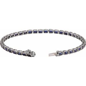 Sterling Silver Lab-Grown Sapphire Line 7" Bracelet – image 2
