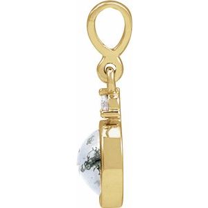 14K Yellow 6 mm Natural Moss Agate & .03 CTW Natural Diamond Pendant