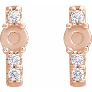 14K Rose Gold 4 mm Round Natural Cabochon 1/5 CTW Natural Diamond Semi-Set Bar Earrings – image 2