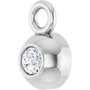 14K White Gold 1.5 mm Round .02 CT Natural Diamond Bezel-Set Dangle