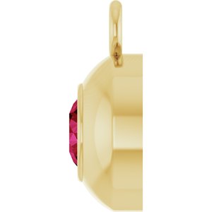 14K Yellow Gold Round 3 mm Natural Ruby Bezel-Set Dangle