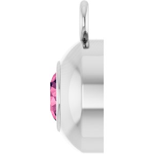 14K White Gold Round 3 mm Natural Pink Tourmaline Bezel-Set Dangle