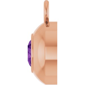 14K Rose Gold Round 3 mm Natural Amethyst Bezel-Set Dangle
