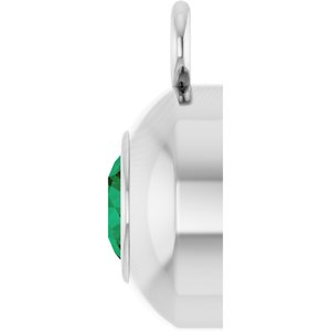 14K White Gold Round 3 mm Lab-Grown Emerald Bezel-Set Dangle