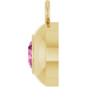14K Yellow Gold Round 3 mm Natural Pink Tourmaline Bezel-Set Dangle