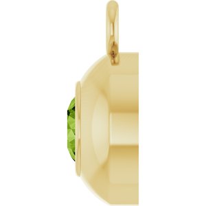 14K Yellow Gold Round 3 mm Natural Peridot Bezel-Set Dangle