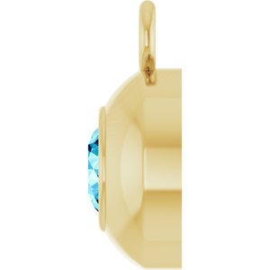 14K Yellow Gold Round 3 mm Natural Aquamarine Bezel-Set Dangle