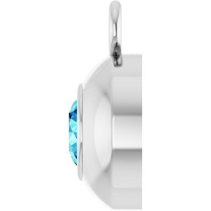 14K White Gold Round 3 mm Natural Blue Zircon Bezel-Set Dangle