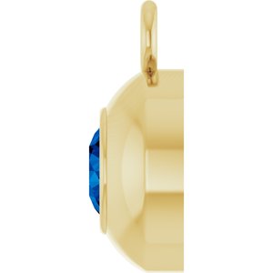 14K Yellow Gold Round 3 mm Natural Blue Sapphire Bezel-Set Dangle
