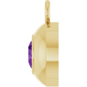 14K Yellow Gold Round 3 mm Natural Amethyst Bezel-Set Dangle