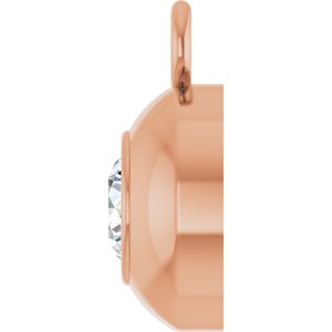 14K Rose Gold Round 3 mm Natural White Sapphire Bezel-Set Dangle