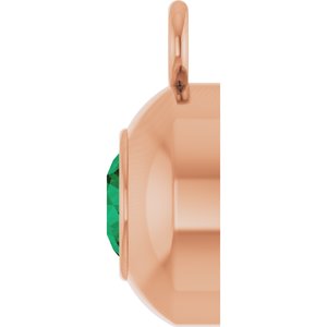 14K Rose Gold Round 3 mm Lab-Grown Emerald Bezel-Set Dangle