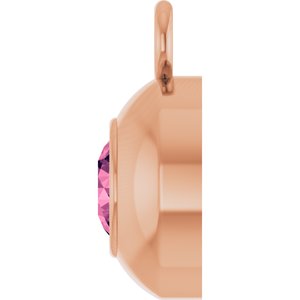 14K Rose Gold Round 3 mm Natural Pink Tourmaline Bezel-Set Dangle