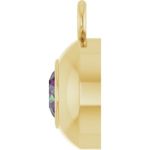 14K Yellow Gold Round 3 mm Natural Alexandrite Bezel-Set Dangle
