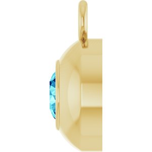 14K Yellow Gold Round 3 mm Natural Blue Zircon Bezel-Set Dangle