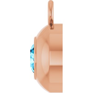 14K Rose Gold Round 3 mm Natural Aquamarine Bezel-Set Dangle