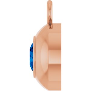 14K Rose Gold Round 3 mm Lab-Grown Blue Sapphire Bezel-Set Dangle