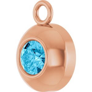 14K Rose Gold Round 3 mm Natural Aquamarine Bezel-Set Dangle