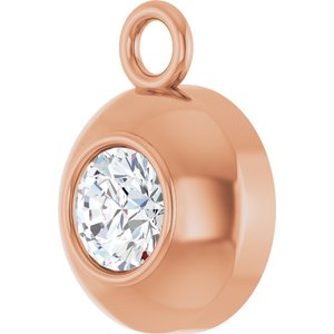 14K Rose Gold 3 mm Round 1/10 CT Lab-Grown Diamond Bezel-Set Dangle