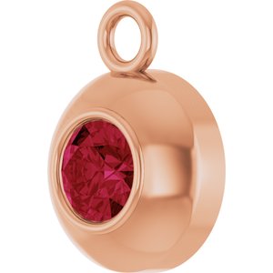 14K Rose Gold Round 3 mm Natural Ruby Bezel-Set Dangle