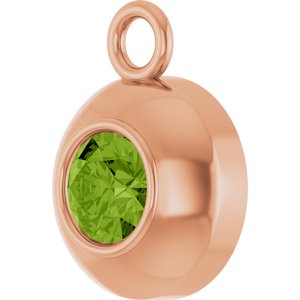 14K Rose Gold Round 3 mm Natural Peridot Bezel-Set Dangle