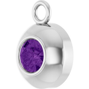 Platinum Round 3 mm Natural Amethyst Bezel-Set Dangle
