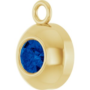 14K Yellow Gold Round 3 mm Lab-Grown Blue Sapphire Bezel-Set Dangle