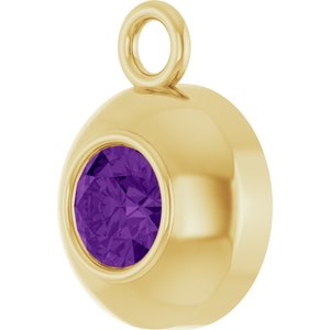 14K Yellow Gold Round 3 mm Natural Amethyst Bezel-Set Dangle