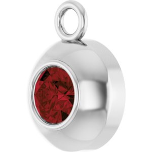 14K White Gold Round 3 mm Natural Mozambique Garnet Bezel-Set Dangle